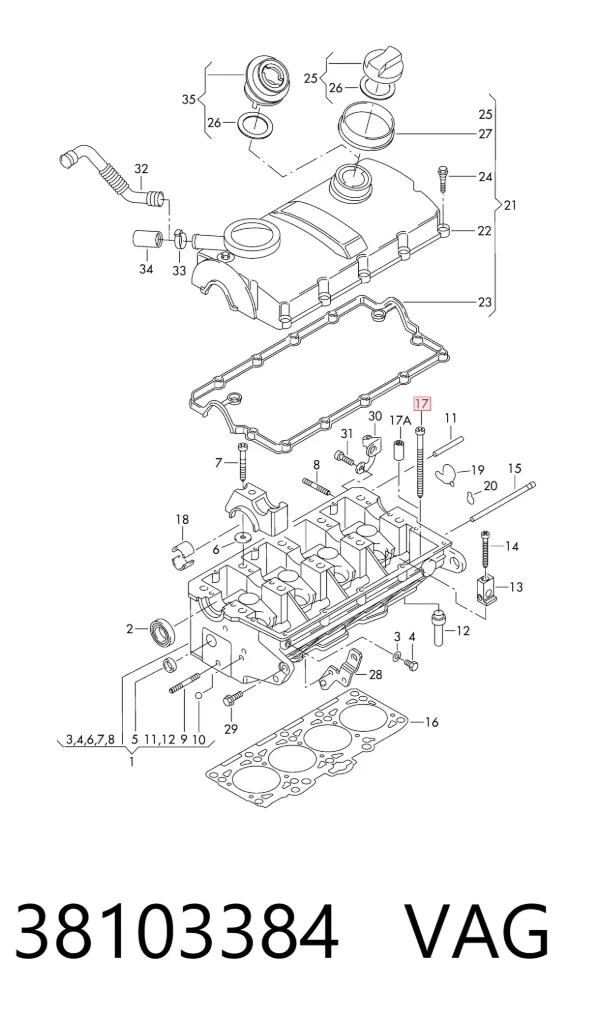 Parafuso de cabeça de motor (CBC) 38103384 VAG
