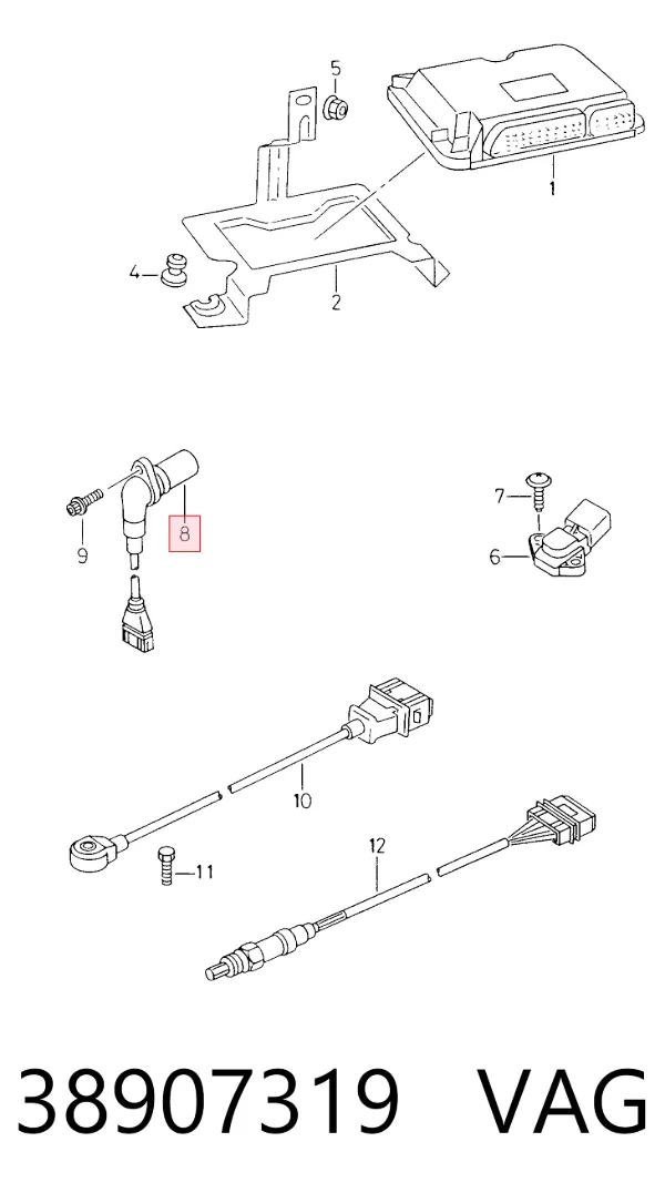 Sensor de posição (de revoluções) de cambota 38907319 VAG