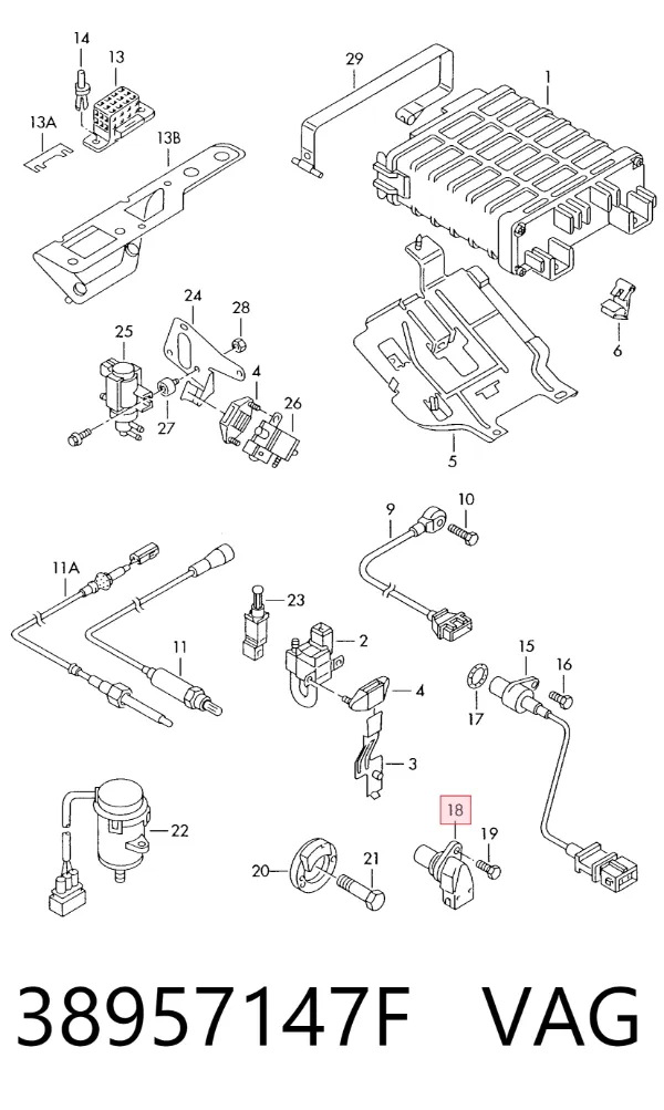 Sensor de posição (de revoluções) de cambota 38957147F VAG