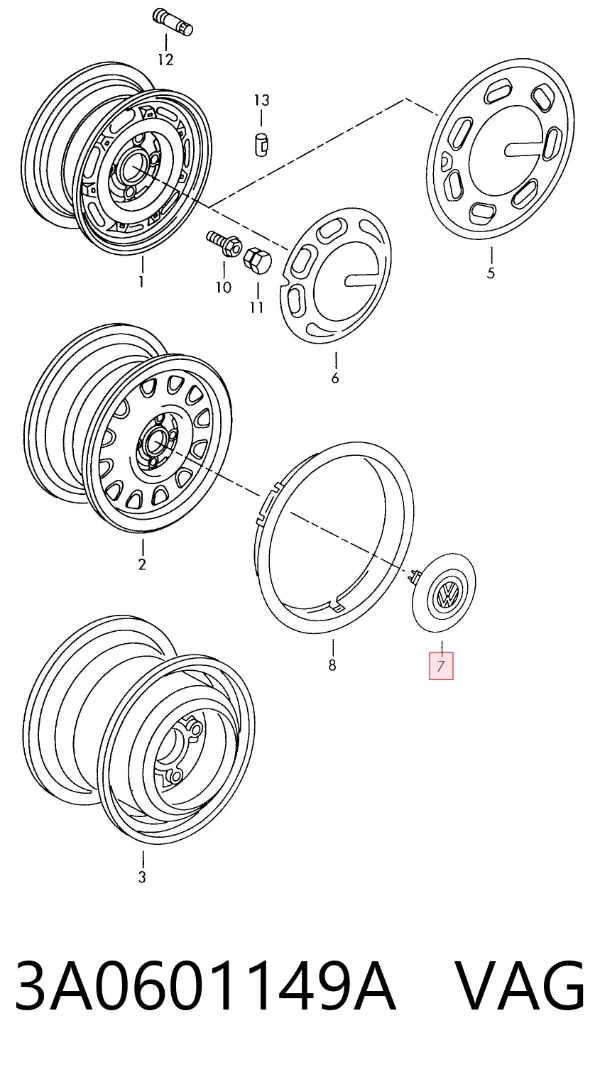 Coberta de disco de roda 3A0601149A VAG