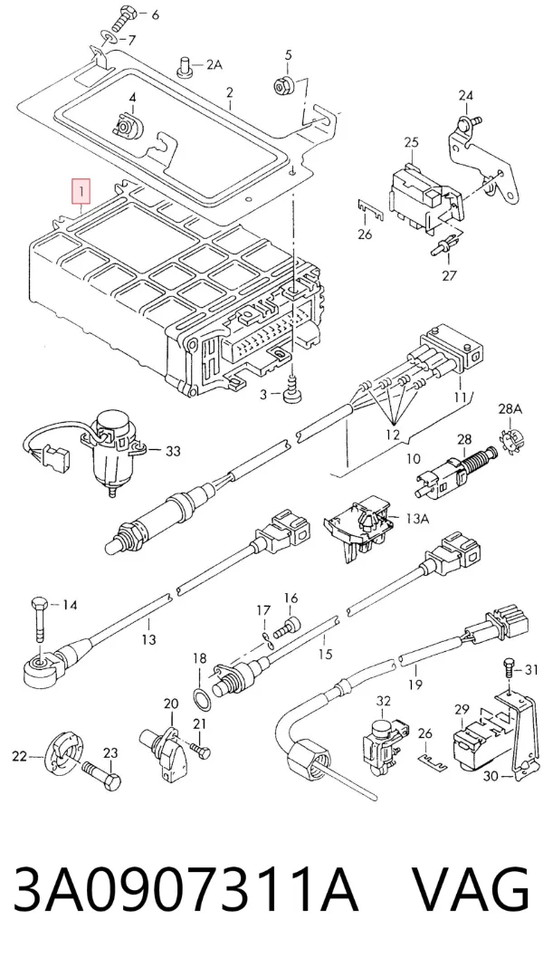 Módulo de direção (Centralina eletrônica) de motor 3A0907311A VAG