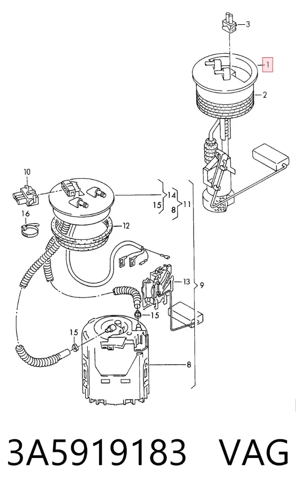 Sensor do nível de combustível no tanque Volkswagen Passat B3, B4