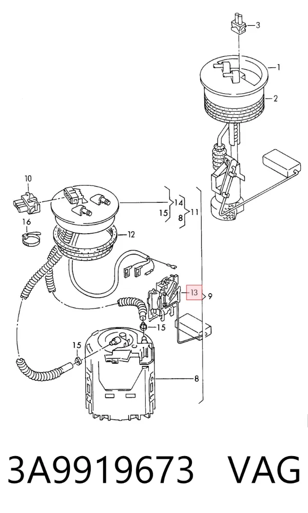 Sensor do nível de combustível no tanque 3A9919673 VAG