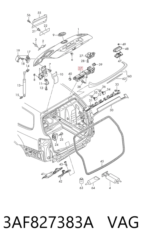 Motor de acionamento de abertura/fechamento da tampa do porta-malas 3AF827383A VAG