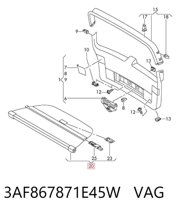 Estore da seção de bagagem 3AF867871E45W VAG