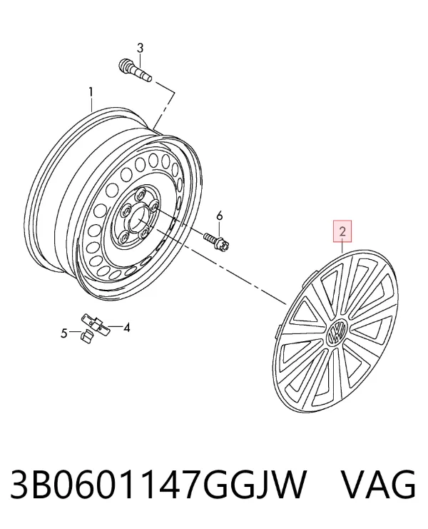 Coberta de disco de roda 3B0601147GGJW VAG