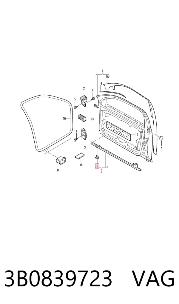 Braçadeira de compactador da porta 3B0839723 VAG