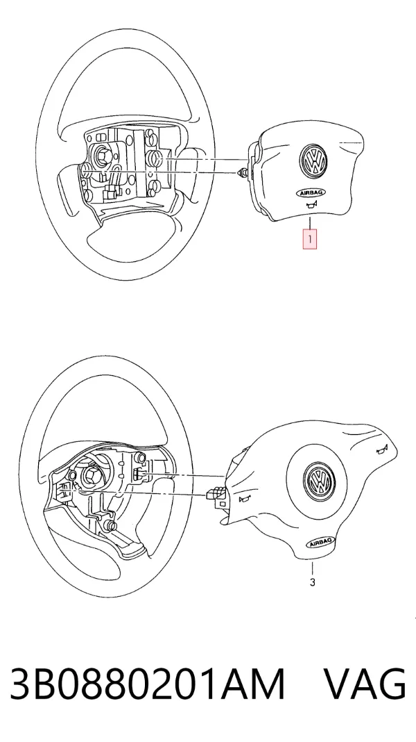 Cinto de segurança (AIRBAG) de condutor 3B0880201AM VAG