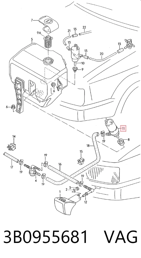 Bomba do motor de fluido para lavador das luzes 3B0955681 VAG