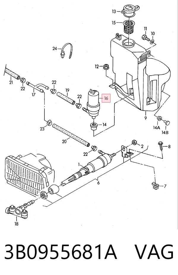 Bomba do motor de fluido para lavador das luzes 3B0955681A VAG