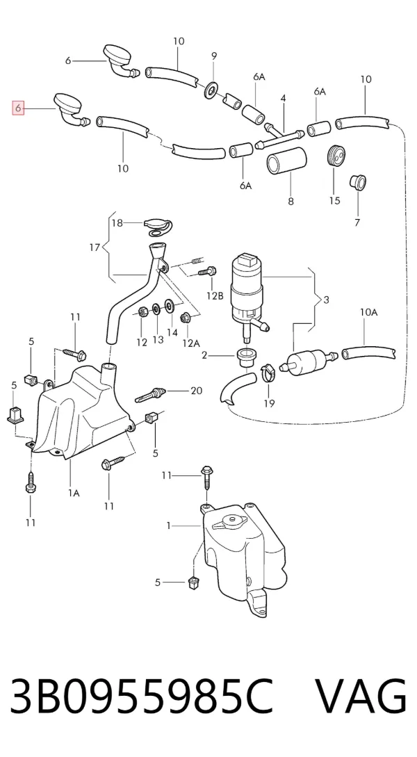 Injetor de fluido para lavador de pára-brisas 3B0955985C VAG