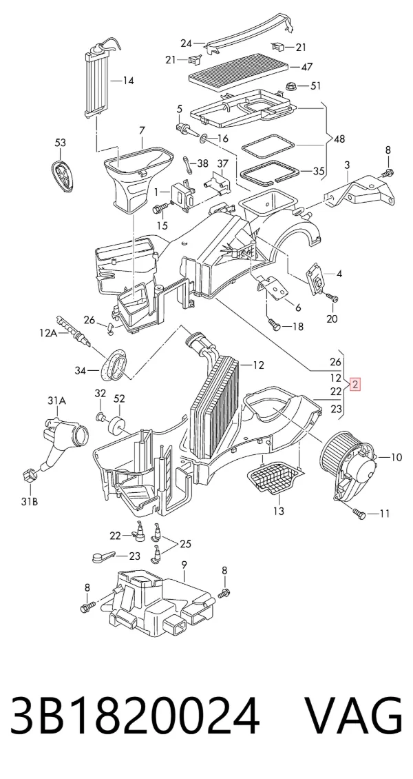 Vaporizador de aparelho de ar condicionado 3B1820024 VAG