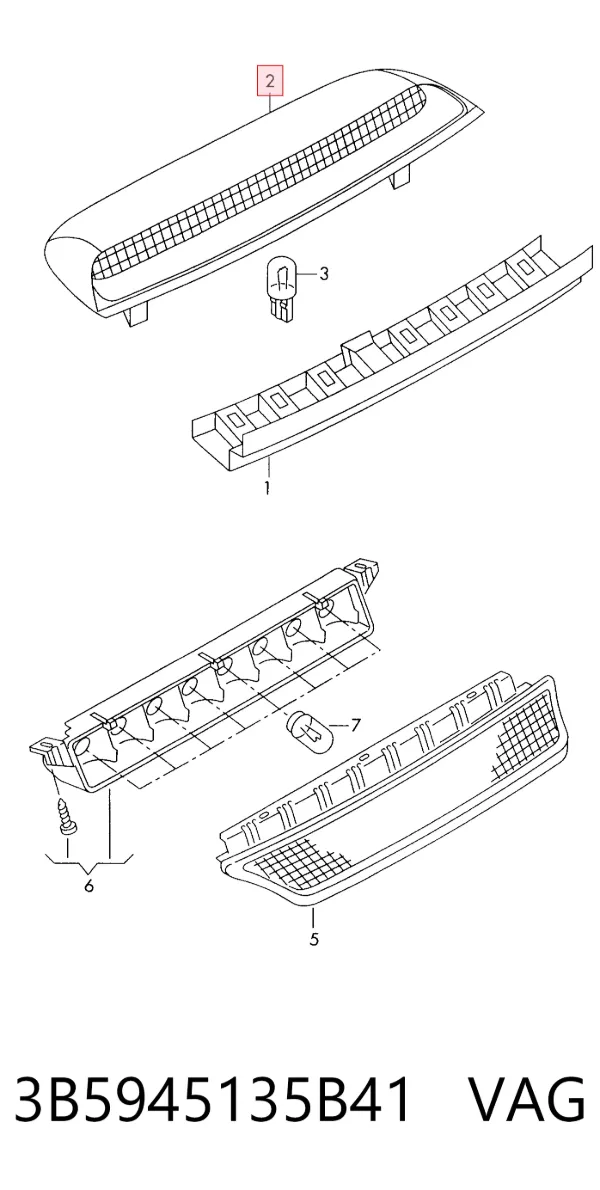 Sinal de parada traseiro adicional 3B5945135B41 VAG