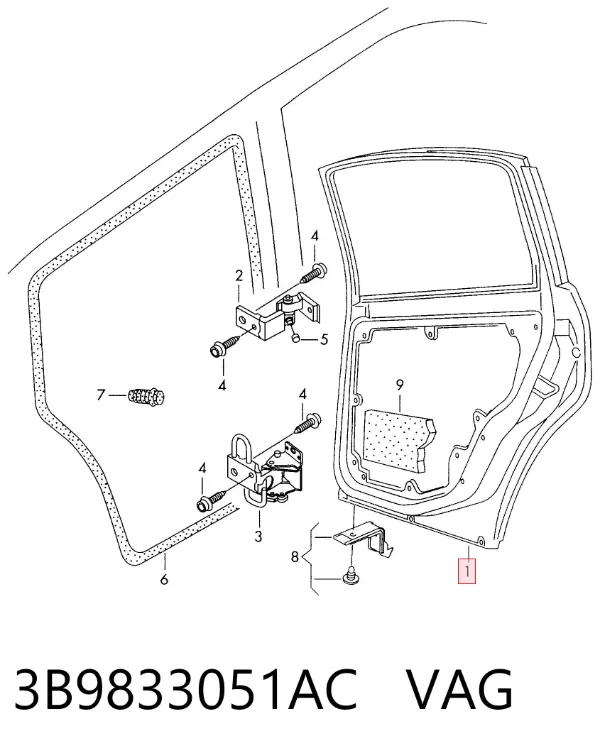 Porta traseira esquerda 3B9833051AC VAG
