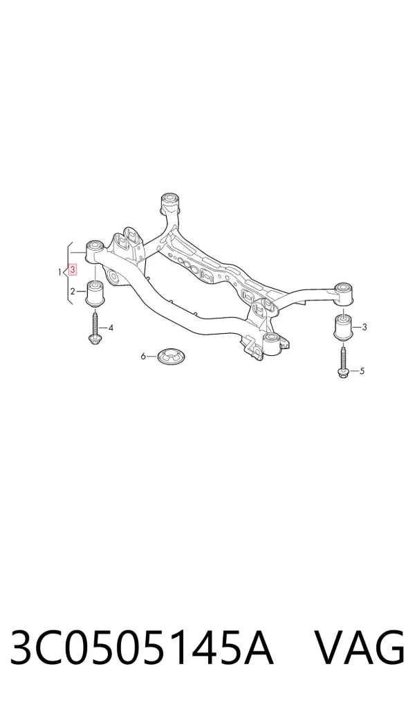Bloco silencioso de viga traseira (de plataforma veicular) 3C0505145A VAG
