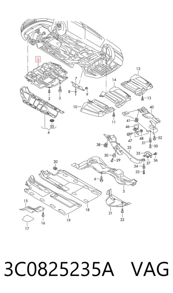 Proteção de motor, de panela (da seção de motor) 3C0825235A VAG