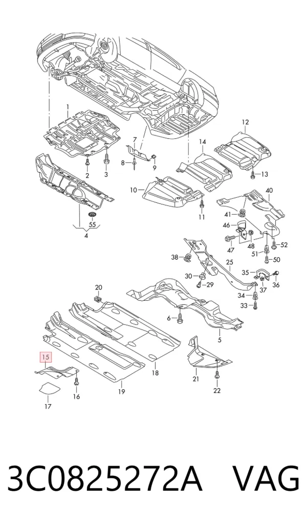 Proteção de motor direito 3C0825272A VAG