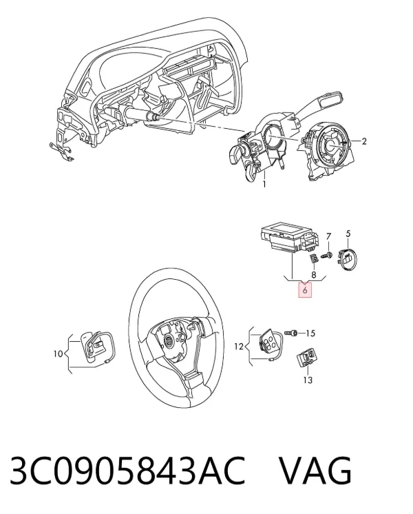 Interruptor de fim de carreira de fecho de ignição 3C0905843AC VAG