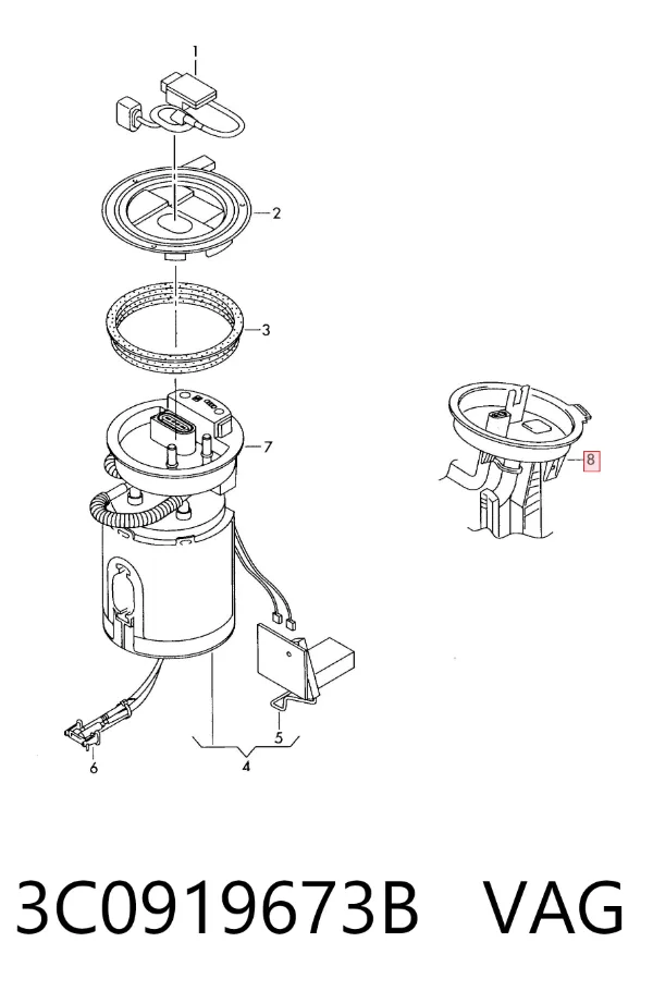 Sensor do nível de combustível no tanque 3C0919673B VAG