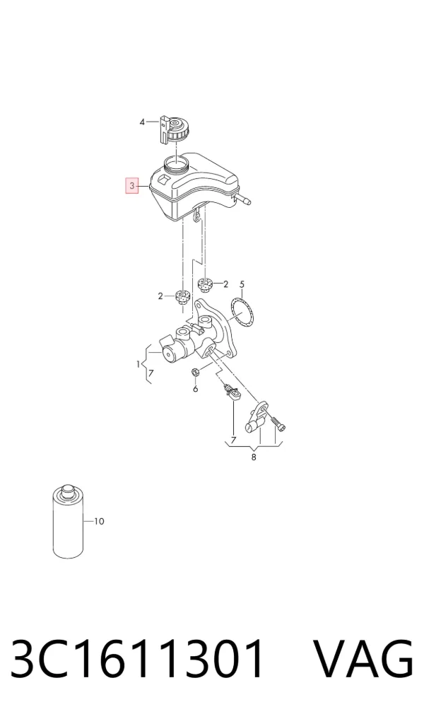 Tanque de cilindro mestre do freio (de fluido de freio) Audi Q3 8UB, 8UG
