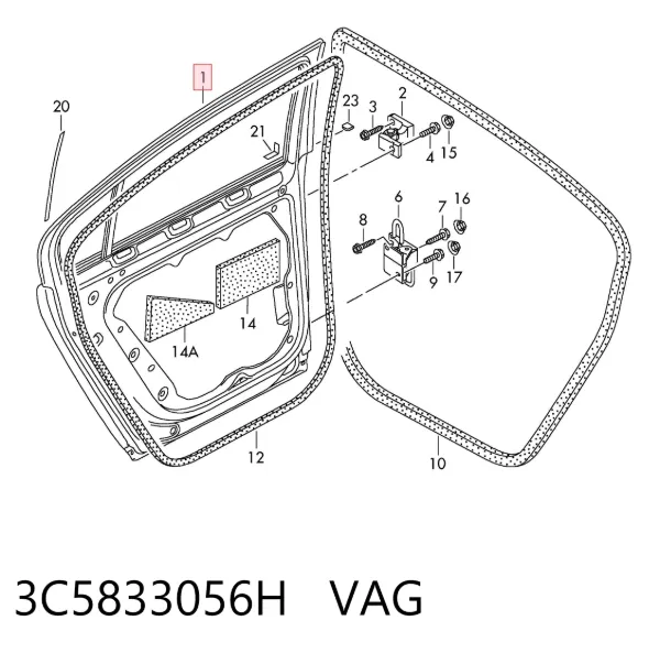 Porta traseira direita 3C5833056H VAG