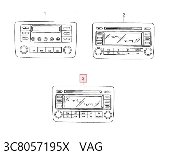 Aparelhagem de som (rádio AM/FM) 3C8057195X VAG
