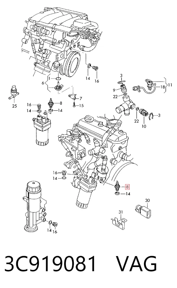 Sensor de pressão de óleo 3C919081 VAG