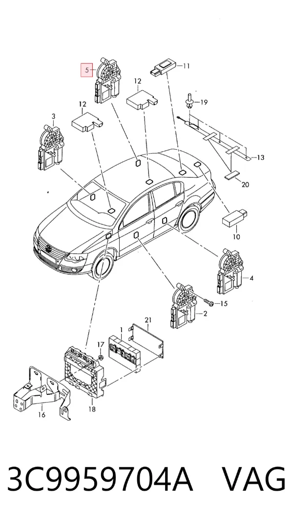 Motor de acionamento de vidro da porta traseira direita 3C9959704A VAG