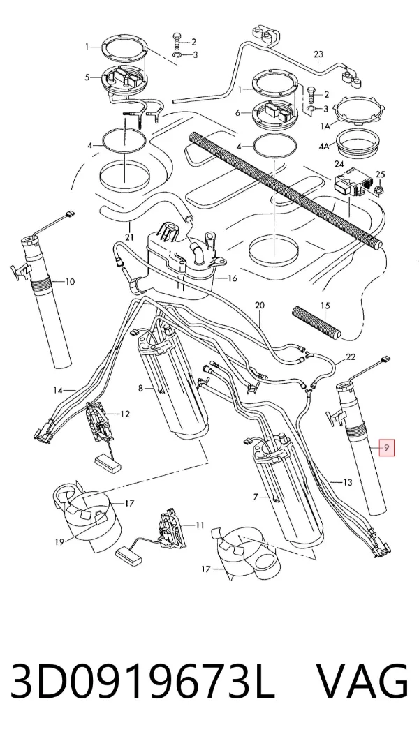 Sensor esquerdo do nível de combustível no tanque 3D0919673L VAG