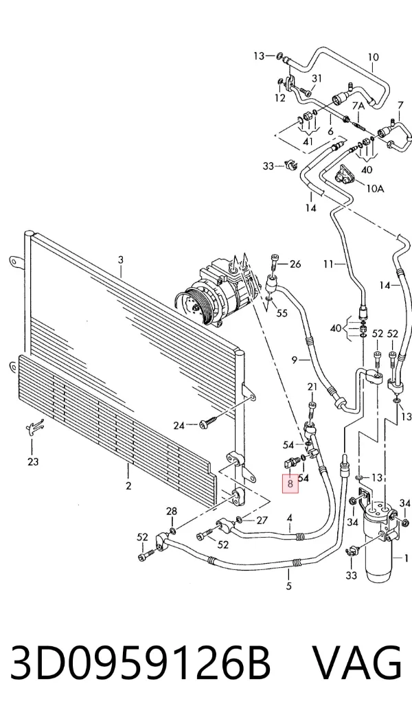 Sensor de pressão absoluta de aparelho de ar condicionado 3D0959126B VAG