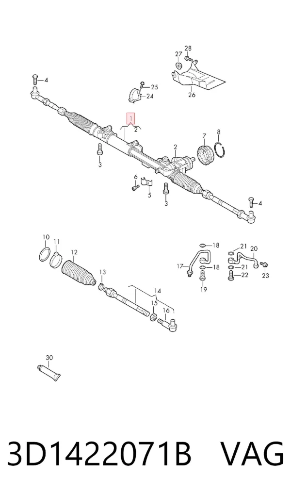 Cremalheira da direção 3D1422071B VAG