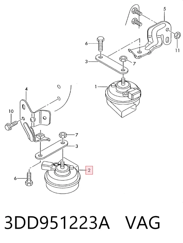 Sinal sonoro (cláxon) 3DD951223A VAG