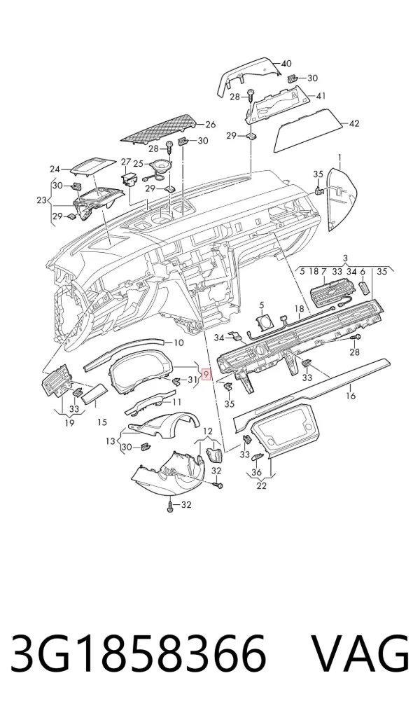 Cobrimento de painel de instrumentos 3G1858366 VAG