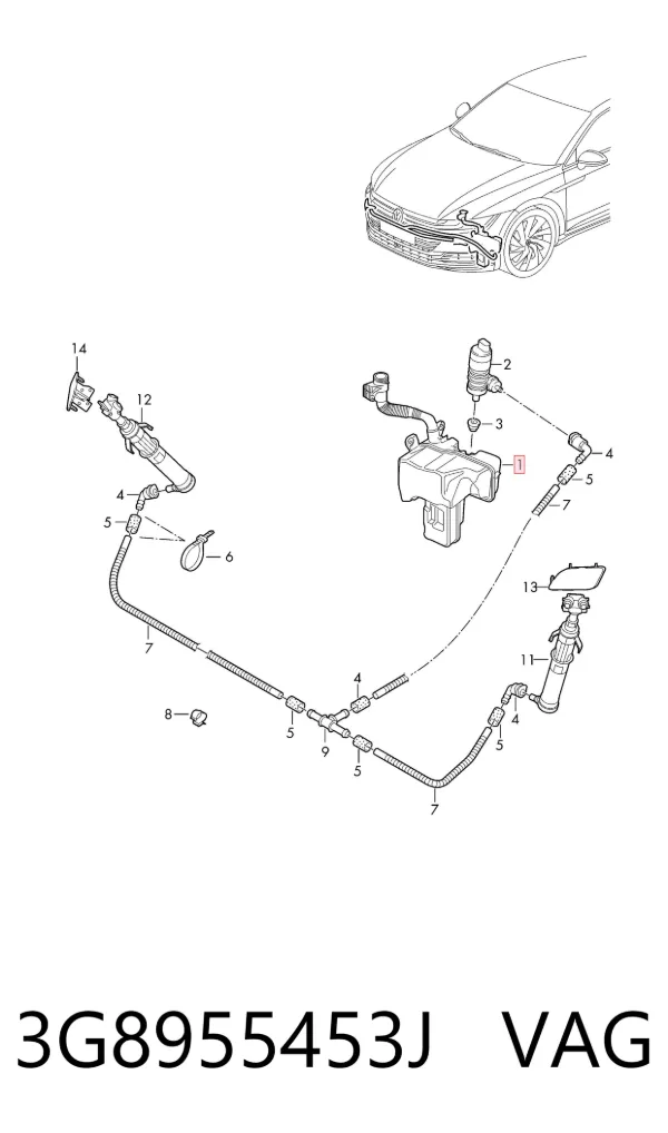 Tanque de fluido para lavador de vidro 3G8955453J VAG
