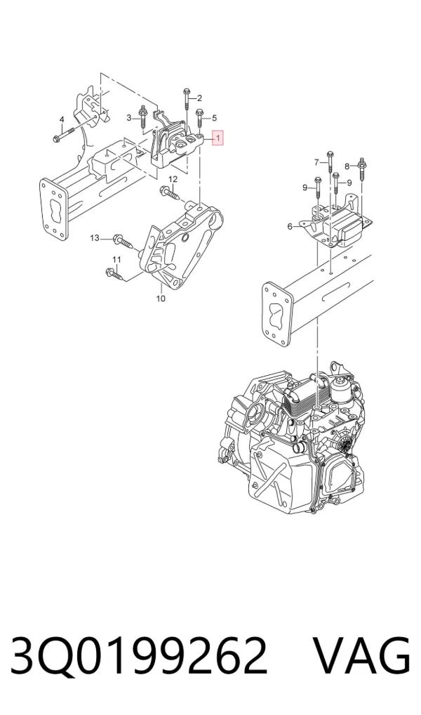 Coxim (suporte) direito de motor 3Q0199262 VAG
