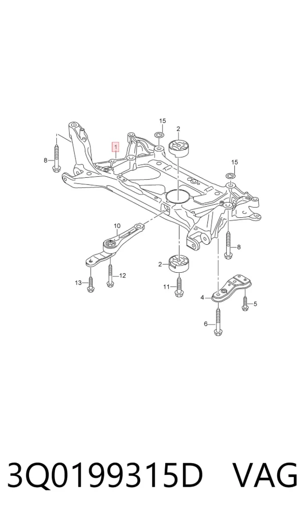 Viga de suspensão dianteira (plataforma veicular) 3Q0199315D VAG