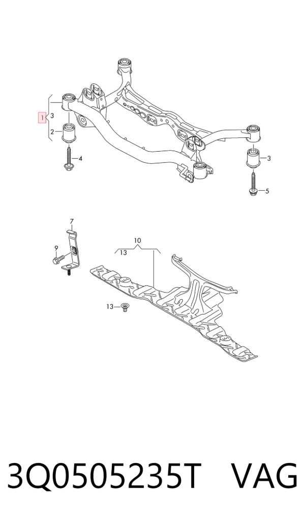 Viga de suspensão traseira (plataforma veicular) 3Q0505235T VAG