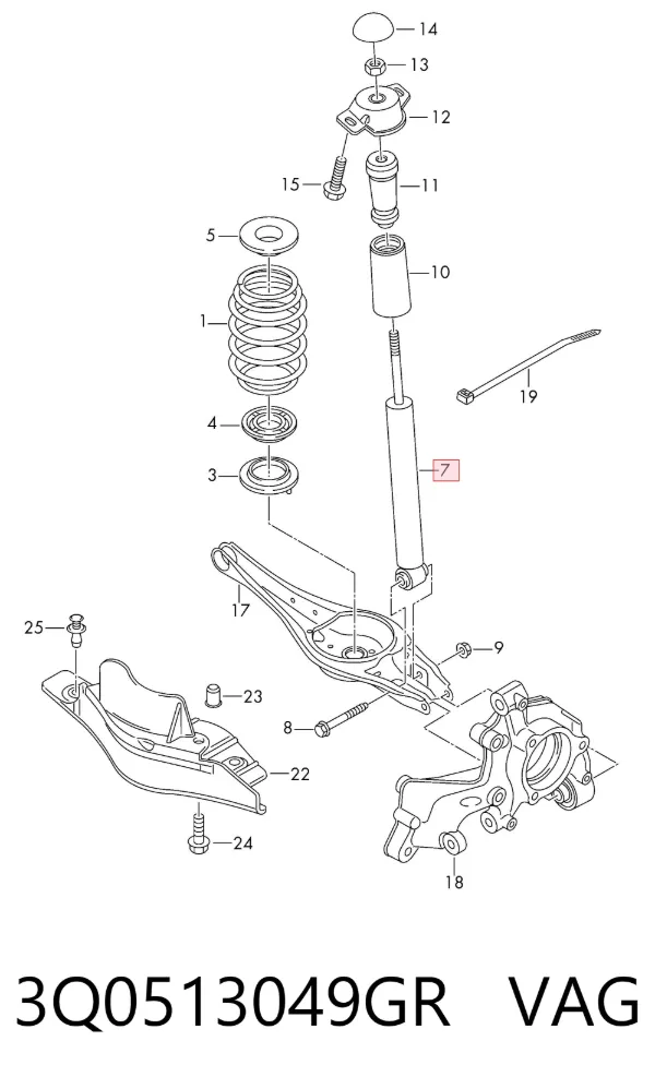 Amortecedor traseiro 3Q0513049GR VAG