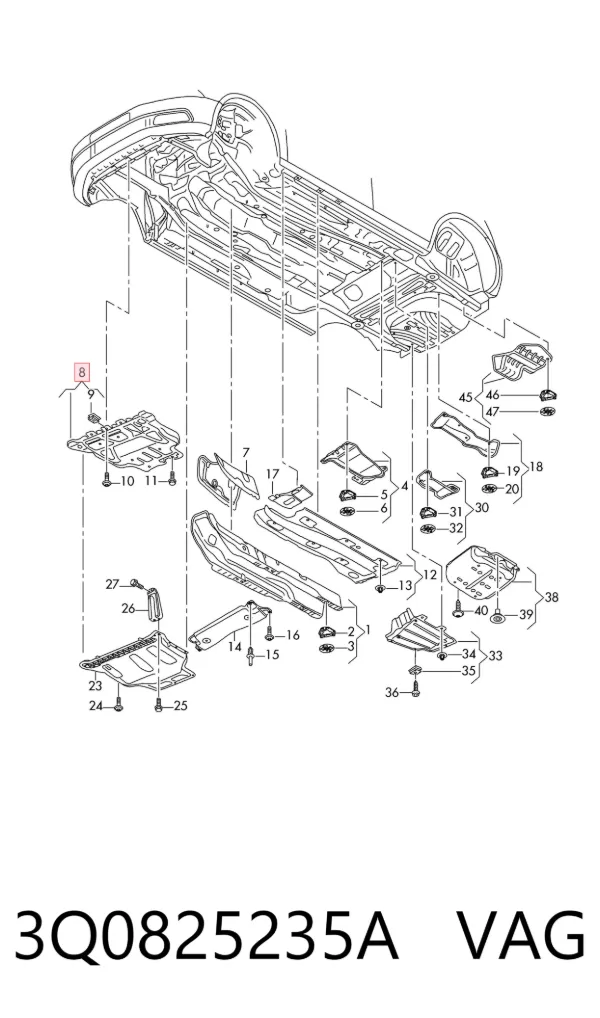 Proteção de motor dianteira 3Q0825235A VAG