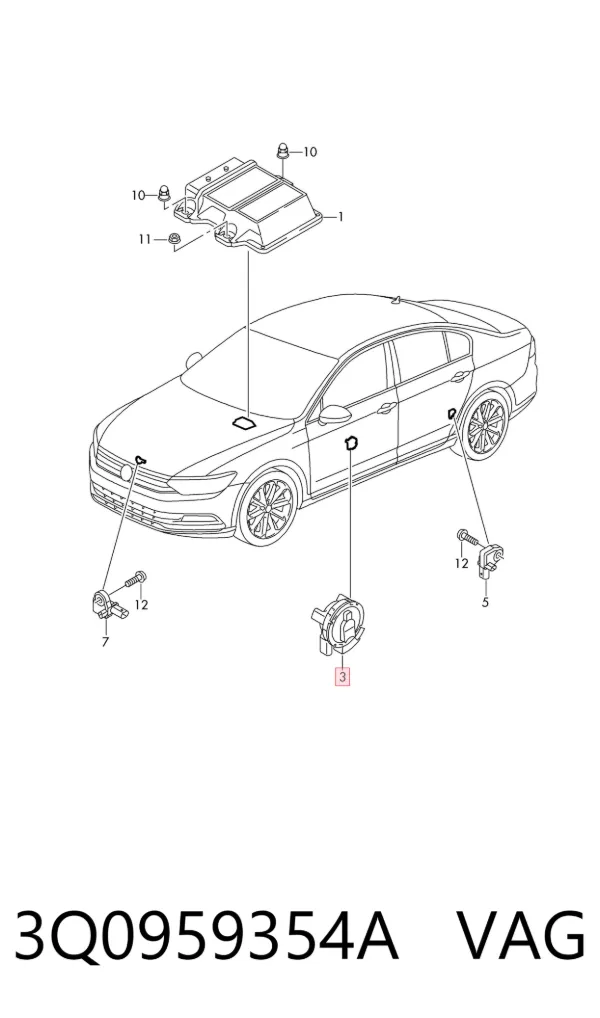 Sensor AIRBAG dianteiro 3Q0959354A VAG