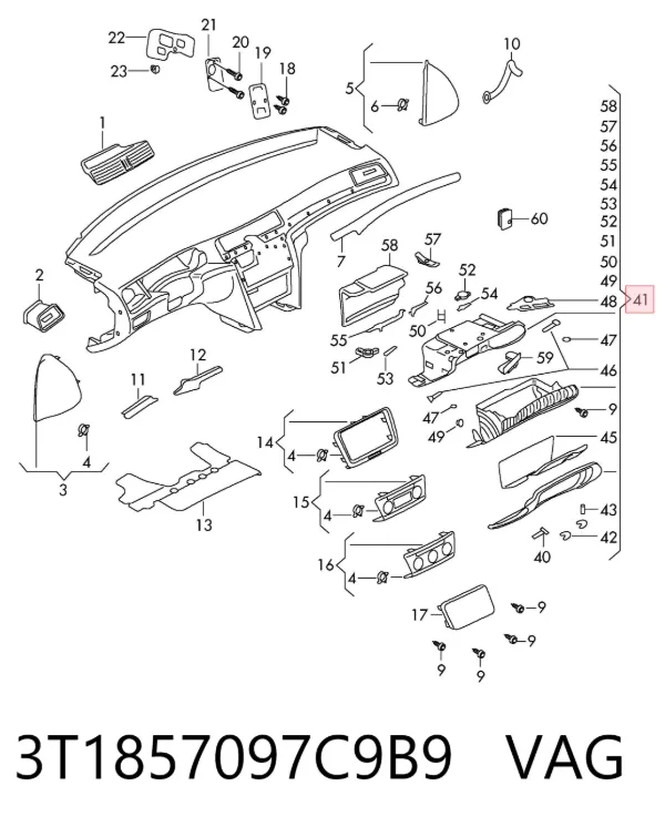 Caixa para porta-luvas (porta-luvas) Skoda SuperB II