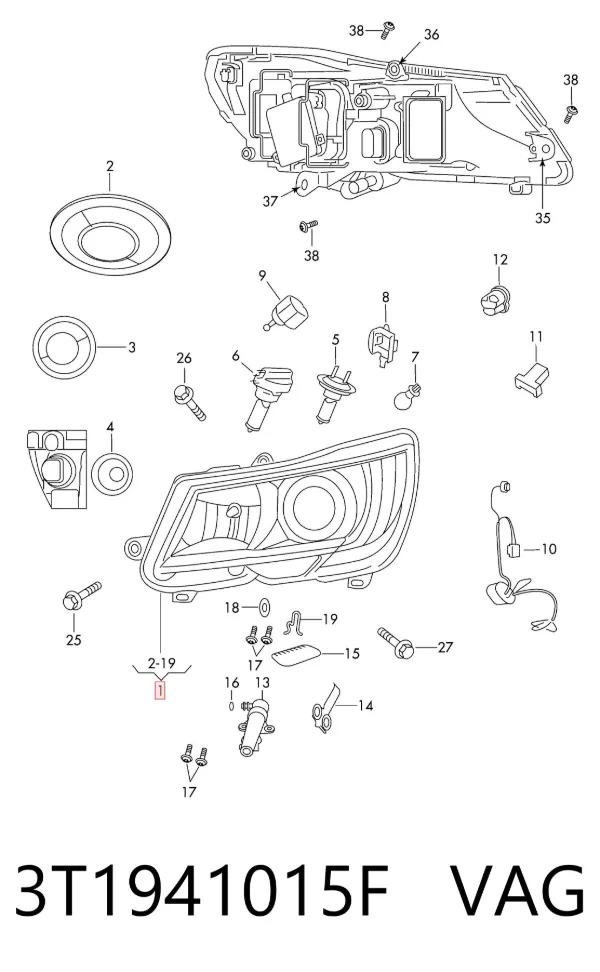 Luz esquerda 3T1941015F VAG