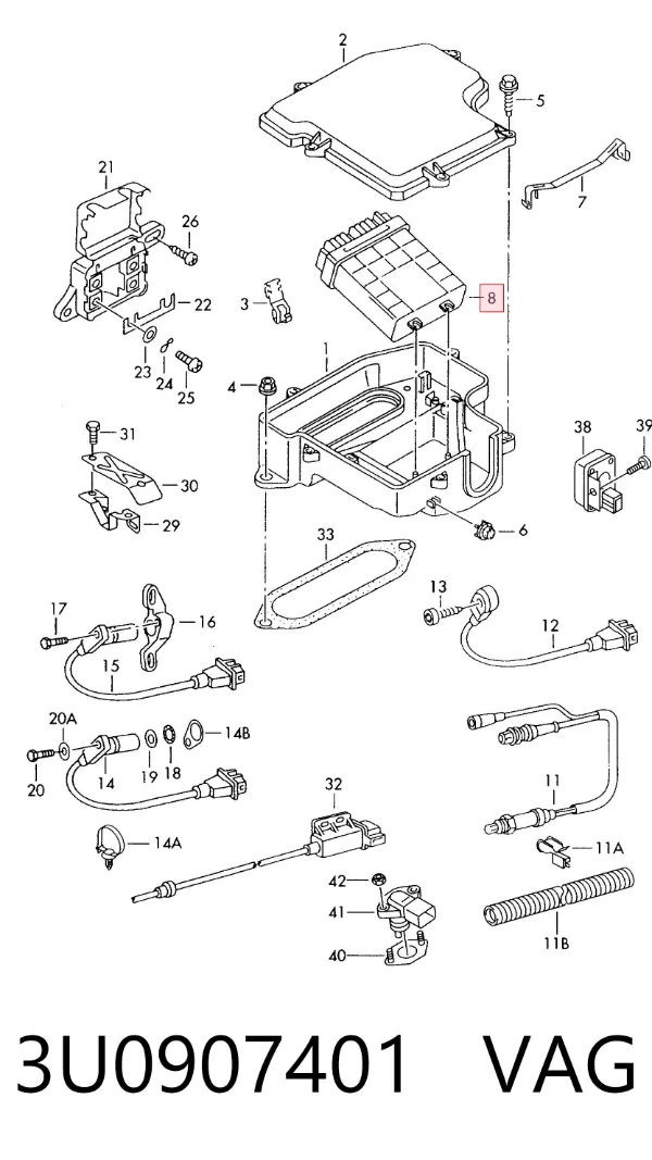 Módulo de direção (Centralina eletrônica) de motor 3U0907401 VAG