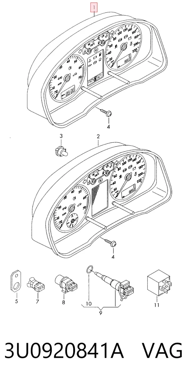 Painel de instrumentos (quadro de instrumentos) 3U0920841A VAG