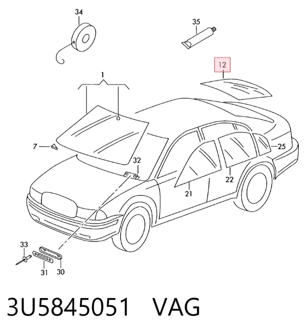 Vidro traseiro 3U5845051 VAG