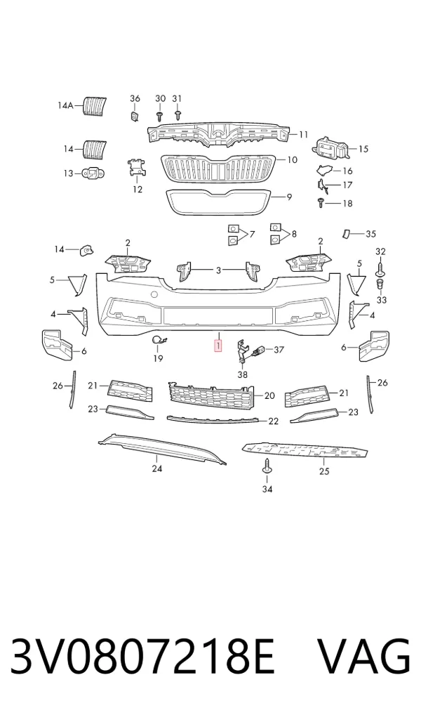 Pára-choque dianteiro 3V0807218E VAG