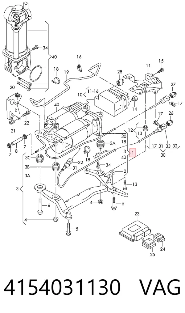 Compressor de bombeio pneumático (de amortecedores) 4154031130 VAG