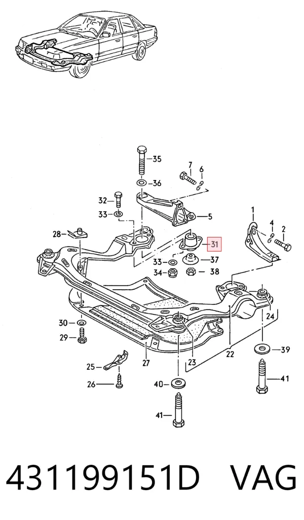 Coxim direito de transmissão (suporte da caixa de mudança) 431199151D VAG