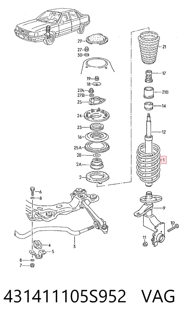 Mola dianteira 431411105S952 VAG