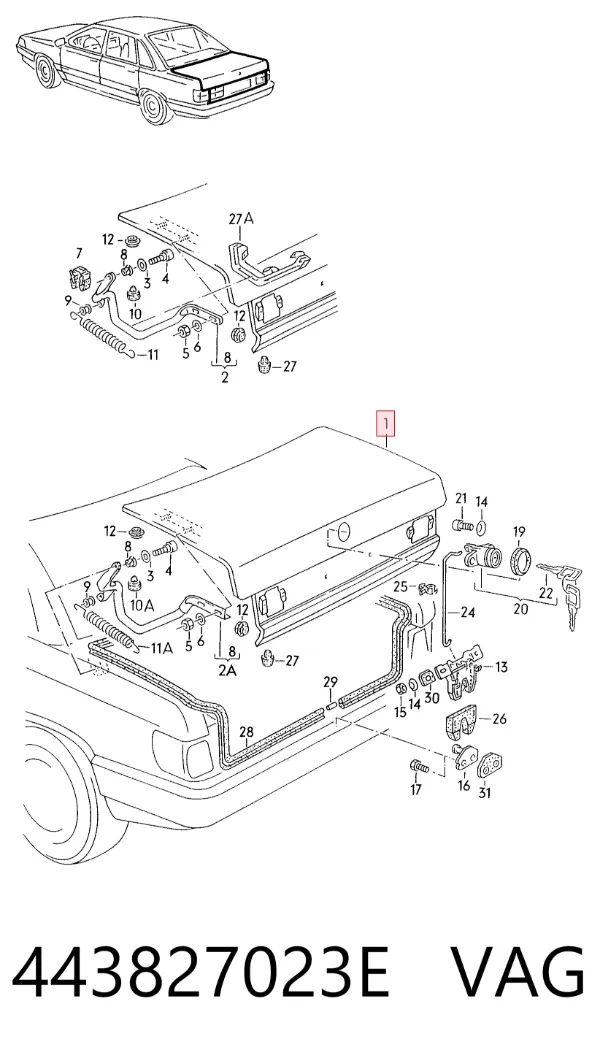 Tampa de porta-malas Audi 100 C3